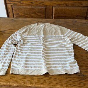 J. Crew Tan and White Striped Sweater